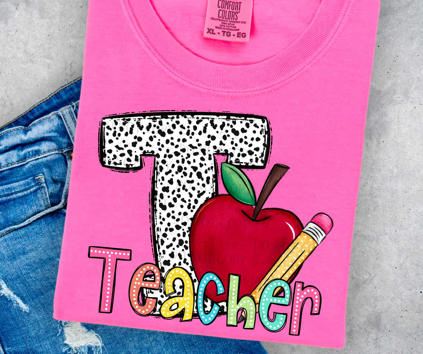 Teacher T dot apple-DTF