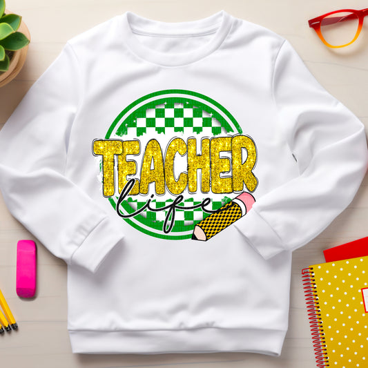 Teacher life green yellow-DTF