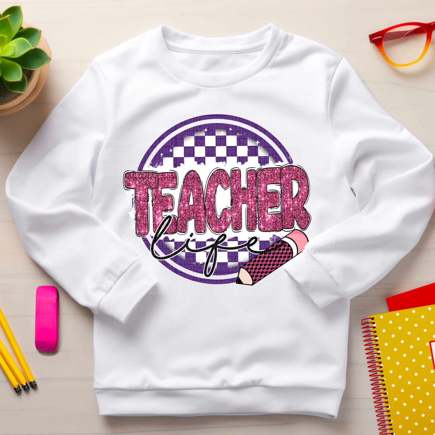 Teacher life purple pink-DTF