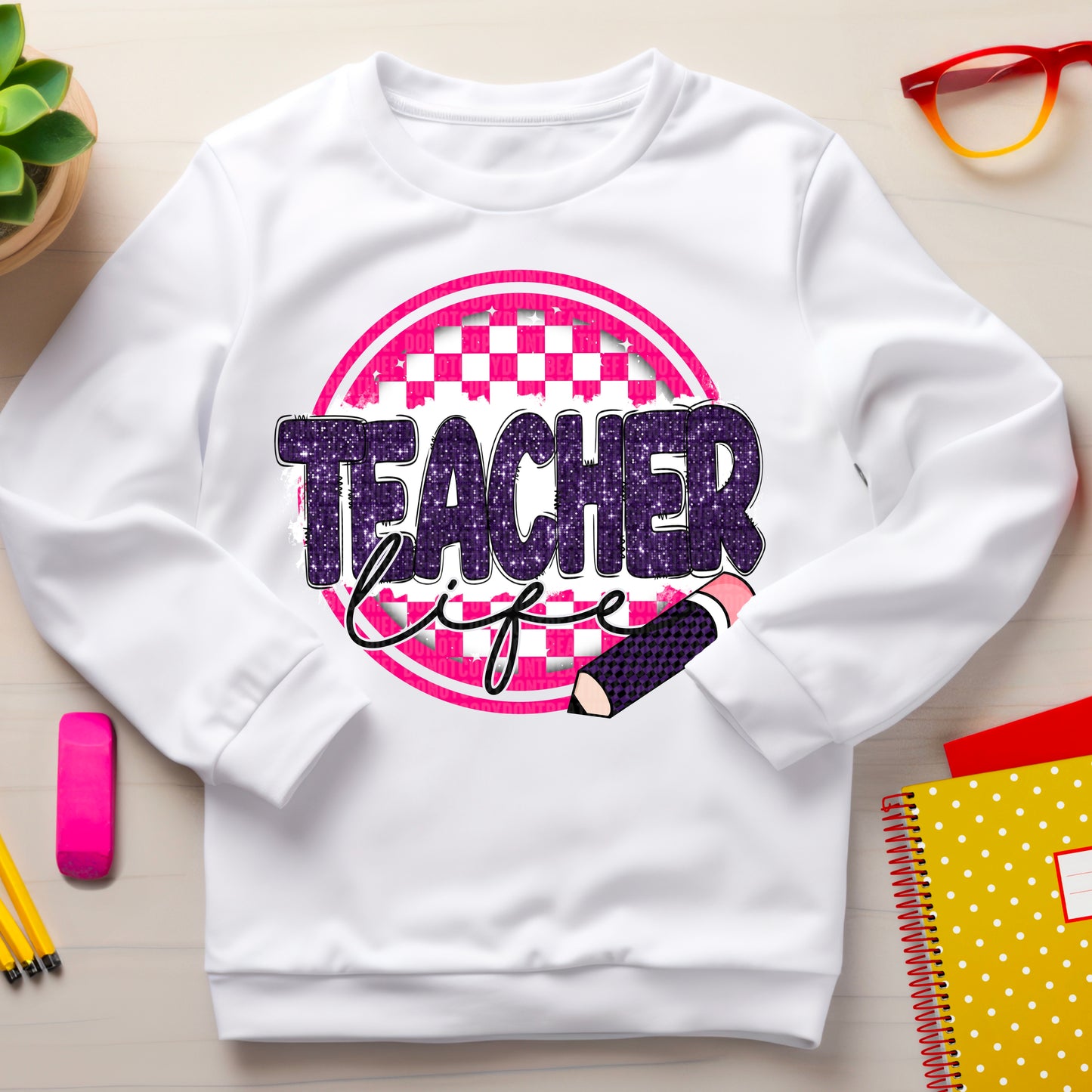 Teacher life pink purple-DTF