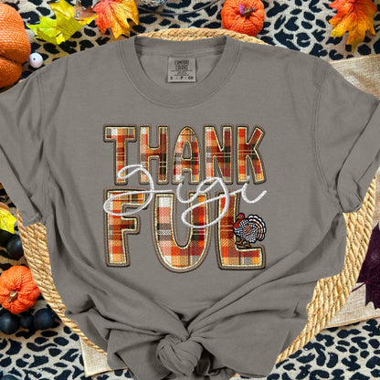 Stacked Thankful(COMES WITH SLEEVE- ALL Names IN THE LISTING-DROPDOWN)-DTF