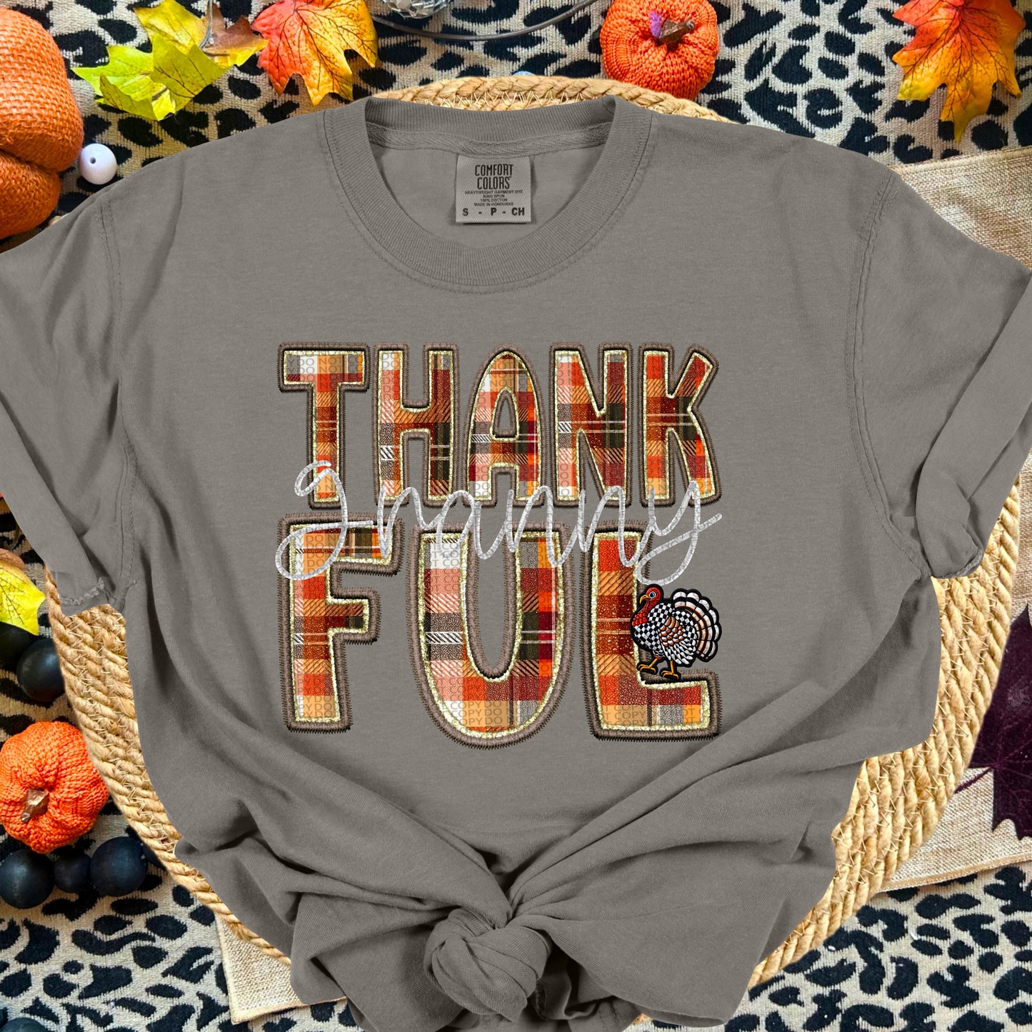 Stacked Thankful(COMES WITH SLEEVE- ALL Names IN THE LISTING-DROPDOWN)-DTF