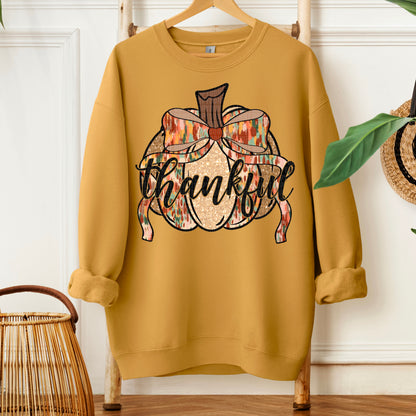 Thankful pumpkin brushstroke faux glitter-DTF&UV