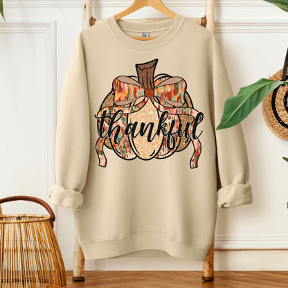 Thankful pumpkin brushstroke faux glitter-DTF&UV