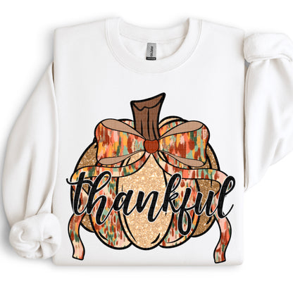Thankful pumpkin brushstroke faux glitter-DTF&UV