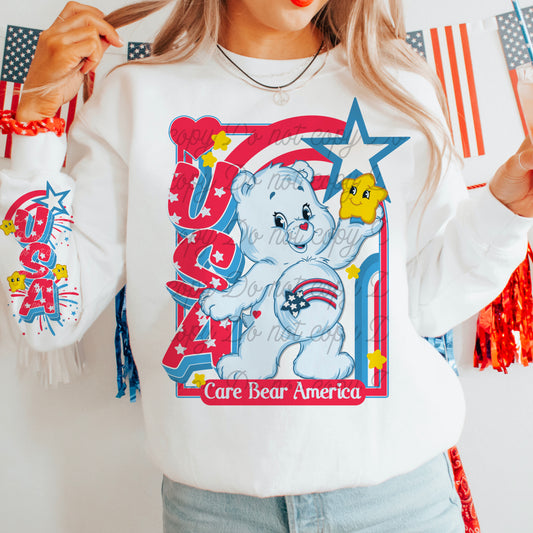 USA Care Bear America (FRONT OF SHIRT & 1-SLEEVE COMBO)-DTF