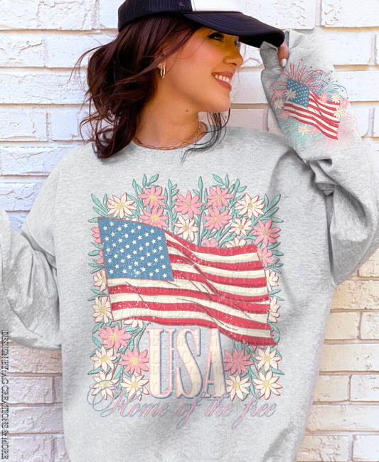 Usa Flag Floral - DTF