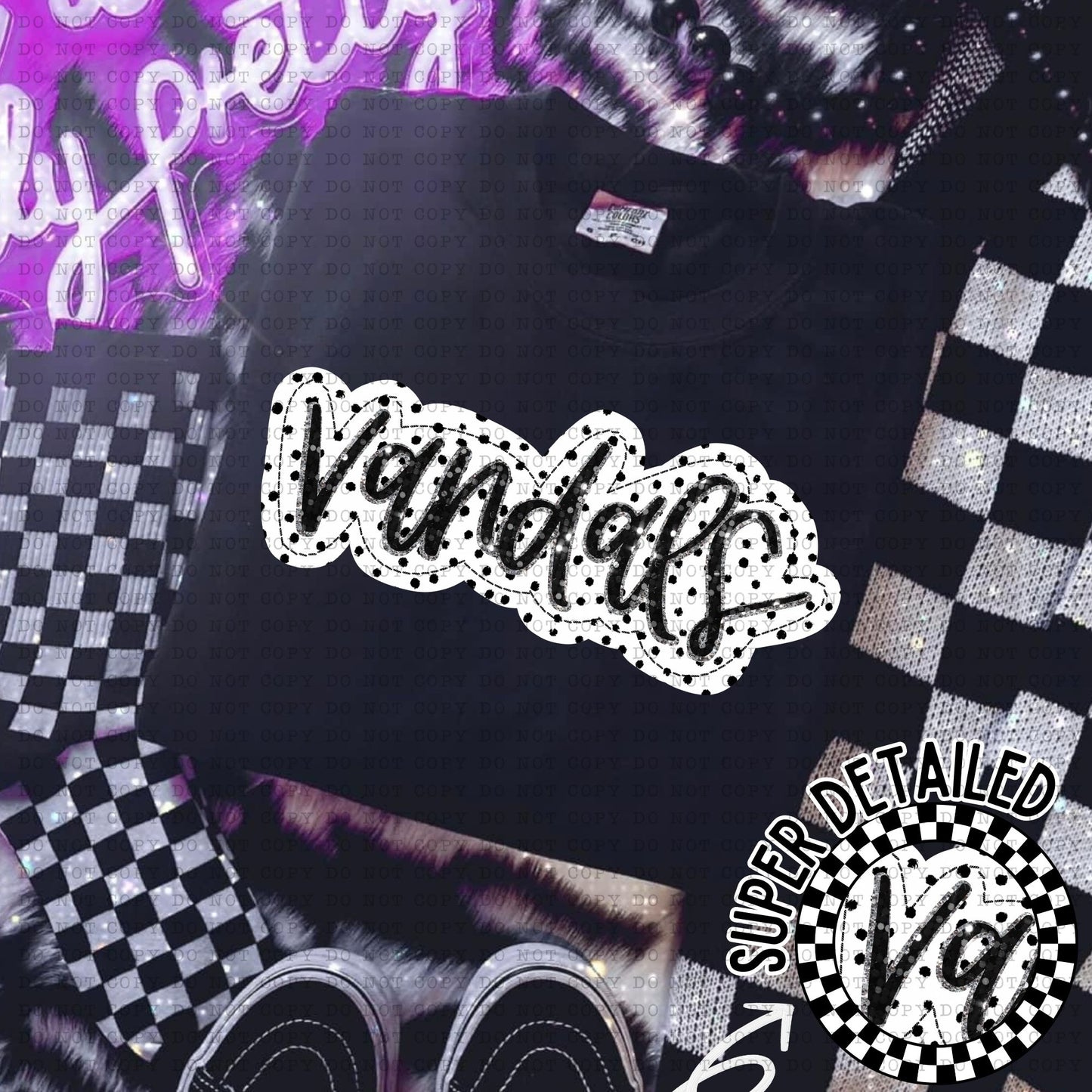 Vandals Black And White Polka Dot Faux Stitch - DTF