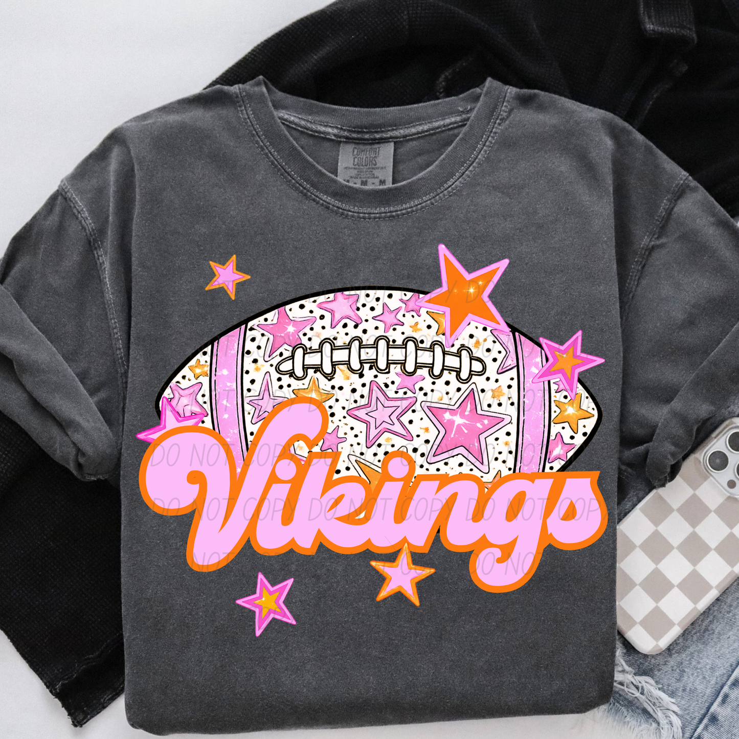 Football Pink Orange Stars Mascot (Dropdown)- DTF&UV