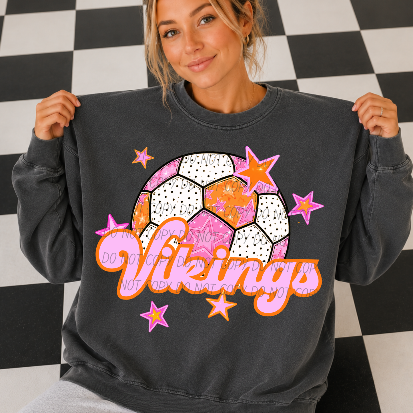 Soccer Pink Orange Stars Mascot (Dropdown)- DTF&UV