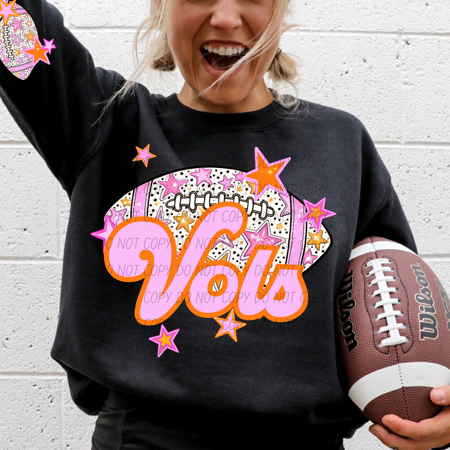 Football Pink Orange Stars Mascot (Dropdown)- DTF&UV
