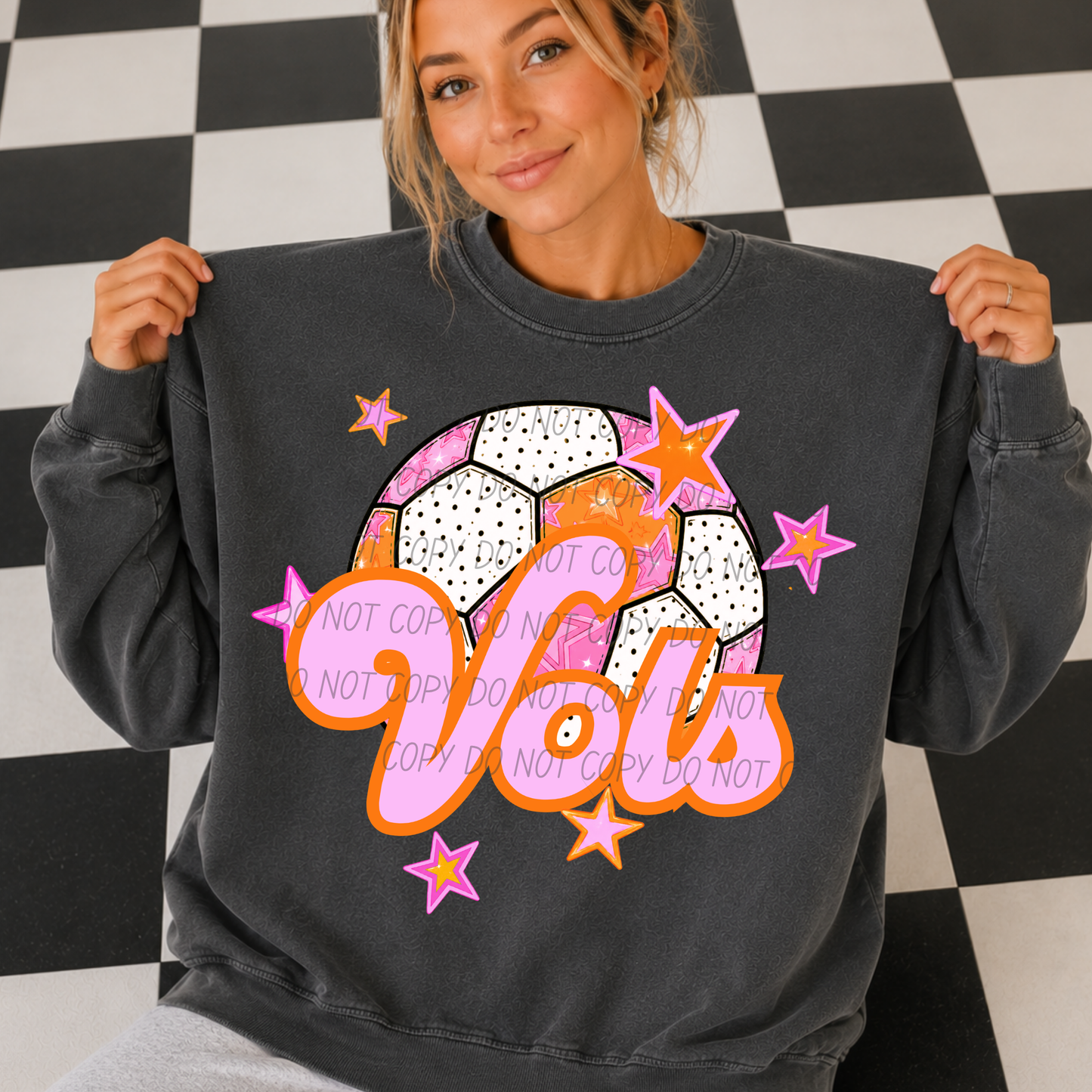 Soccer Pink Orange Stars Mascot (Dropdown)- DTF&UV