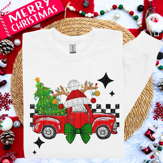 Vintage Christmas truck-dtf