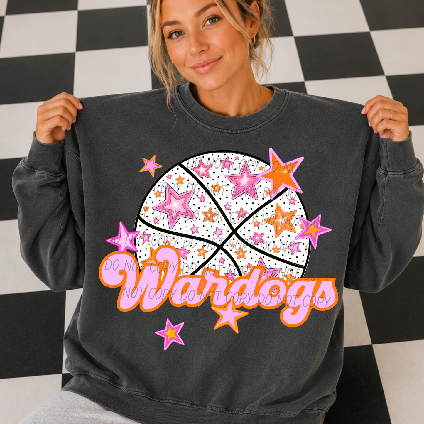 Basketball Pink Orange Stars Mascot (Dropdown)- DTF&UV