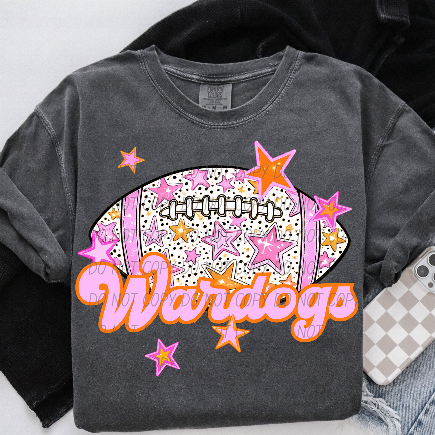 Football Pink Orange Stars Mascot (Dropdown)- DTF&UV