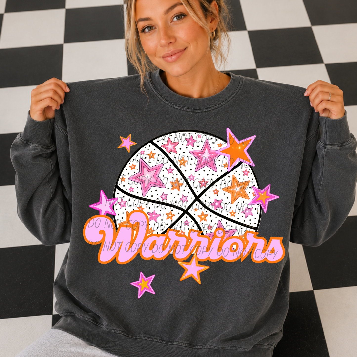 Basketball Pink Orange Stars Mascot (Dropdown)- DTF&UV
