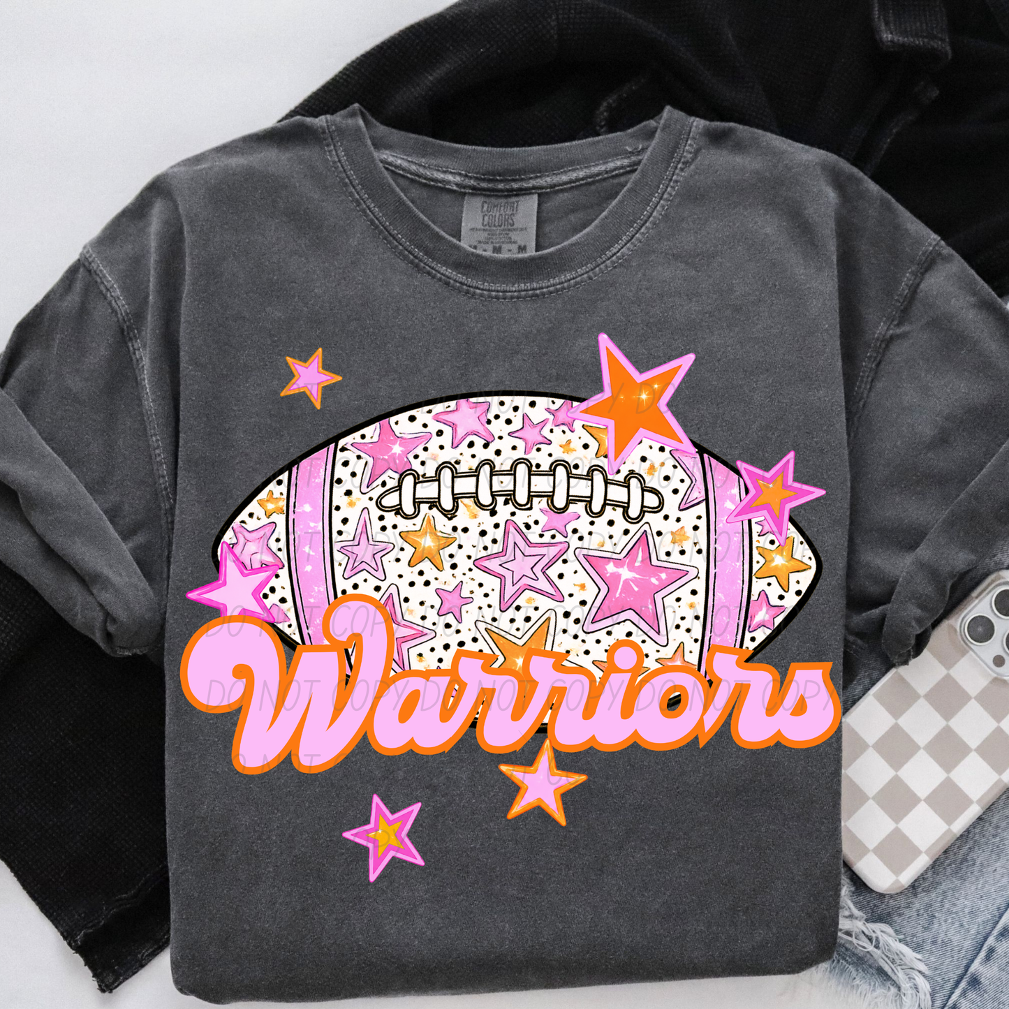 Football Pink Orange Stars Mascot (Dropdown)- DTF&UV