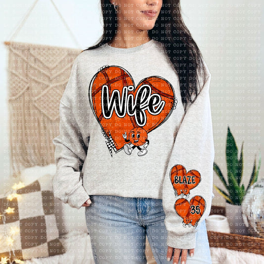 Basketball Heart Name(FRONT ONLY- SLEEVE SOLD SEP. DROPDOWN)-DTF