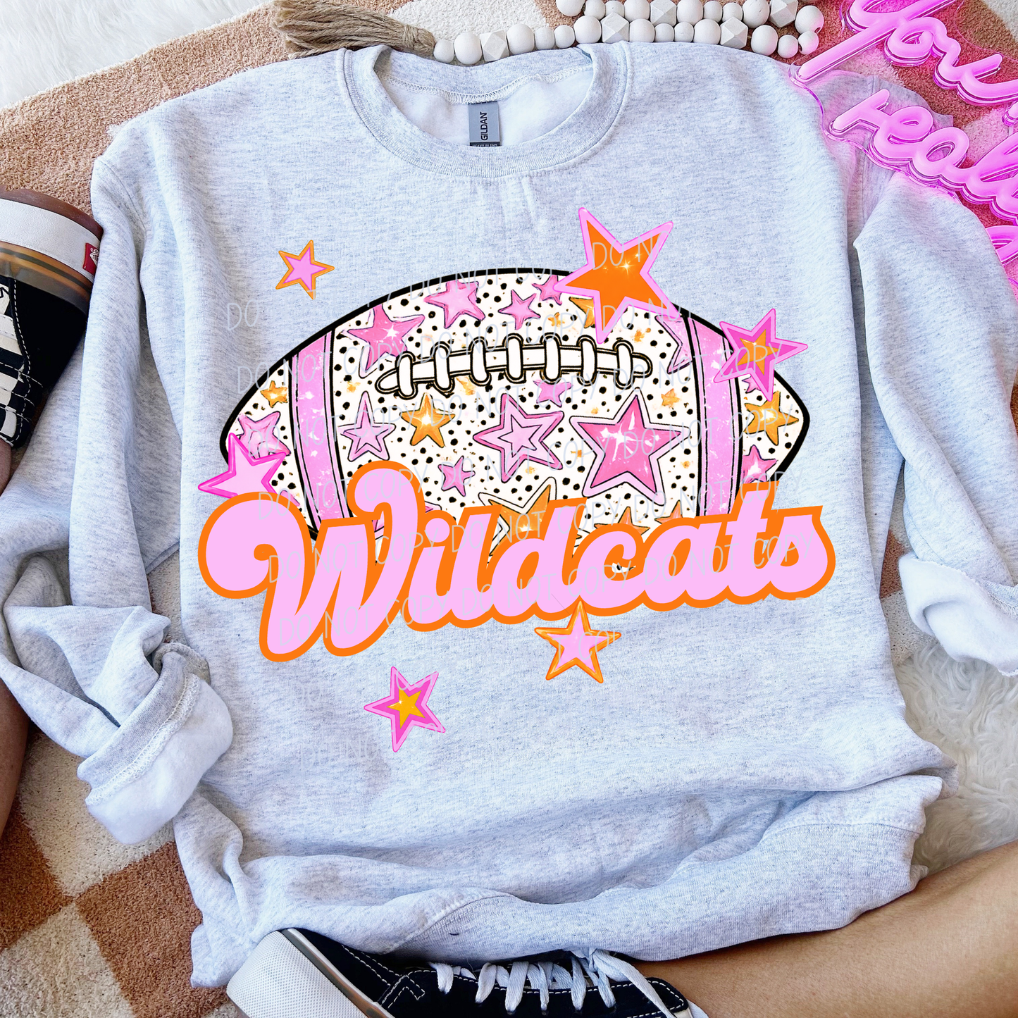 Football Pink Orange Stars Mascot (Dropdown)- DTF&UV