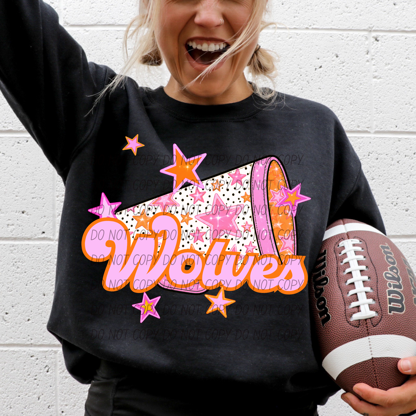 CHEER Pink Orange Stars Mascot (Dropdown)- DTF&UV