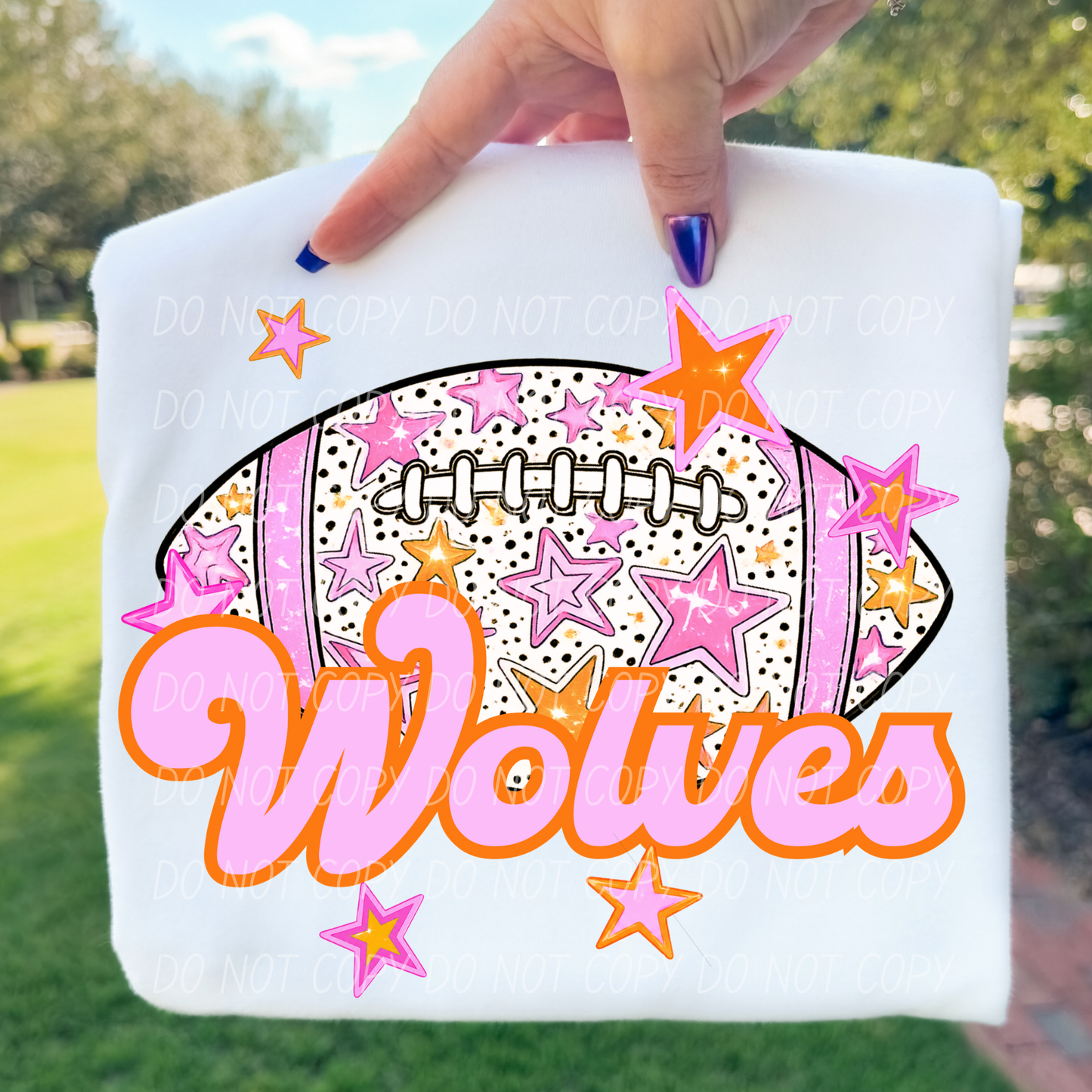 Football Pink Orange Stars Mascot (Dropdown)- DTF&UV