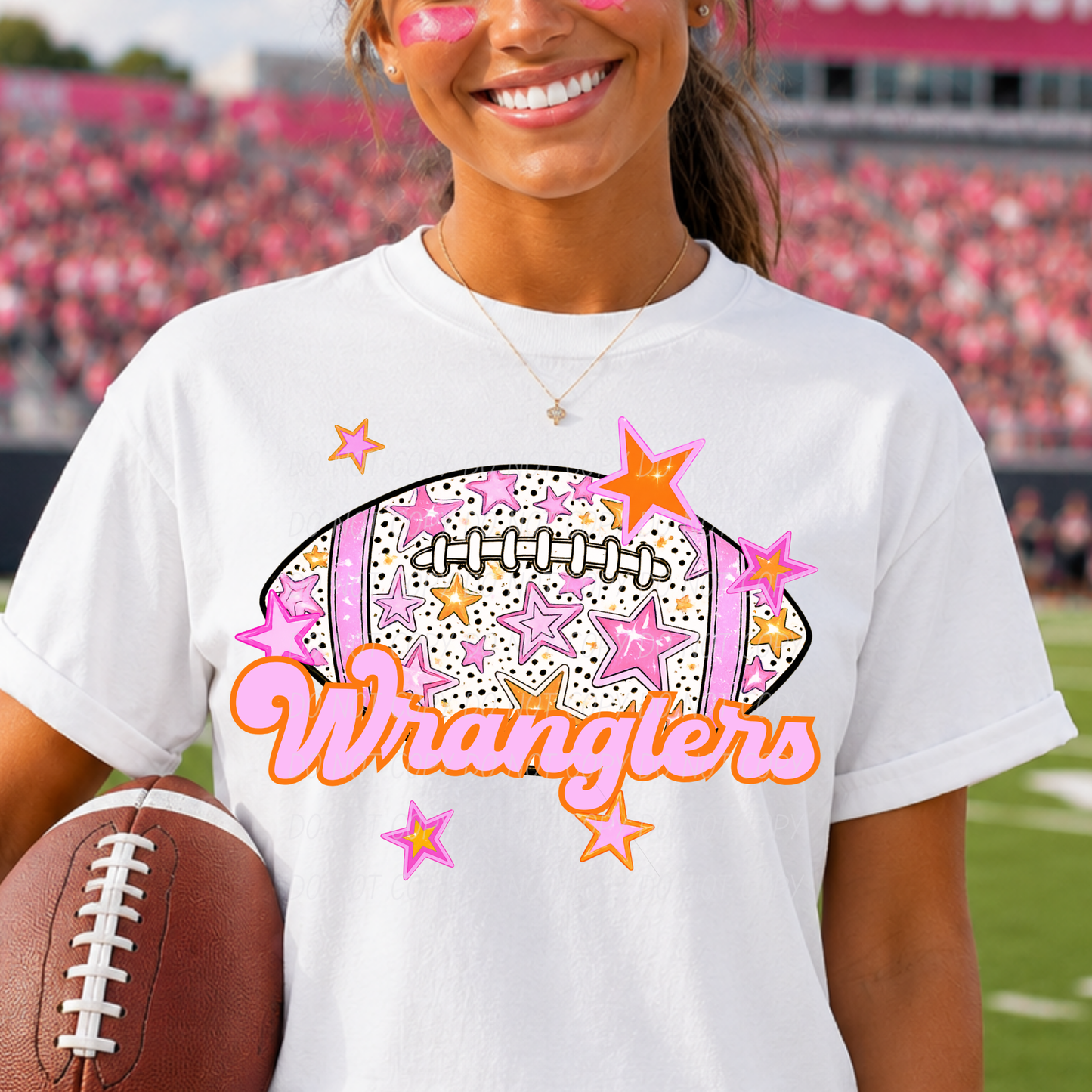 Football Pink Orange Stars Mascot (Dropdown)- DTF&UV