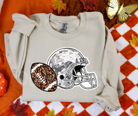 White Helmet Football Faux Sequin-DTF