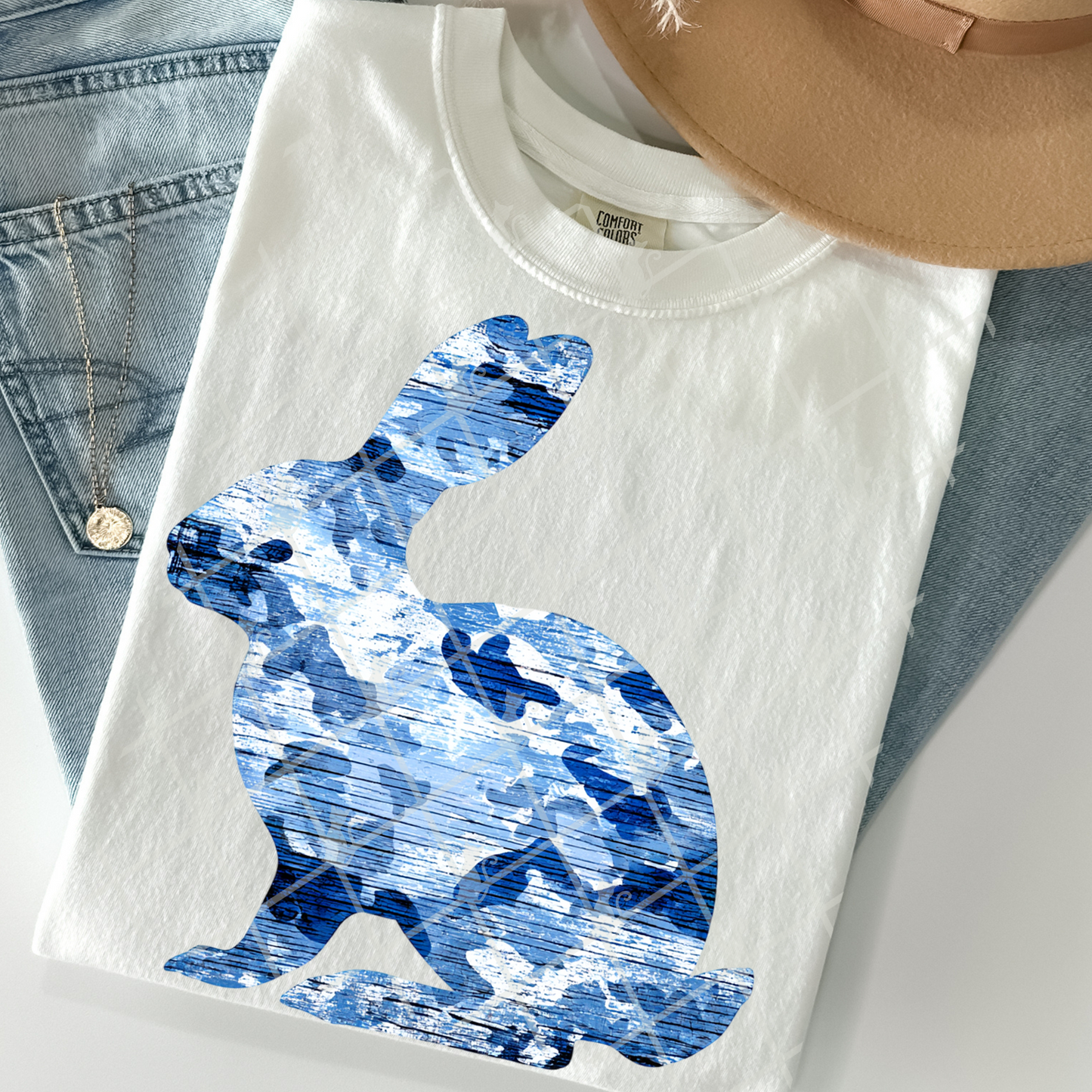 blue camo bunny  -DTF&UV