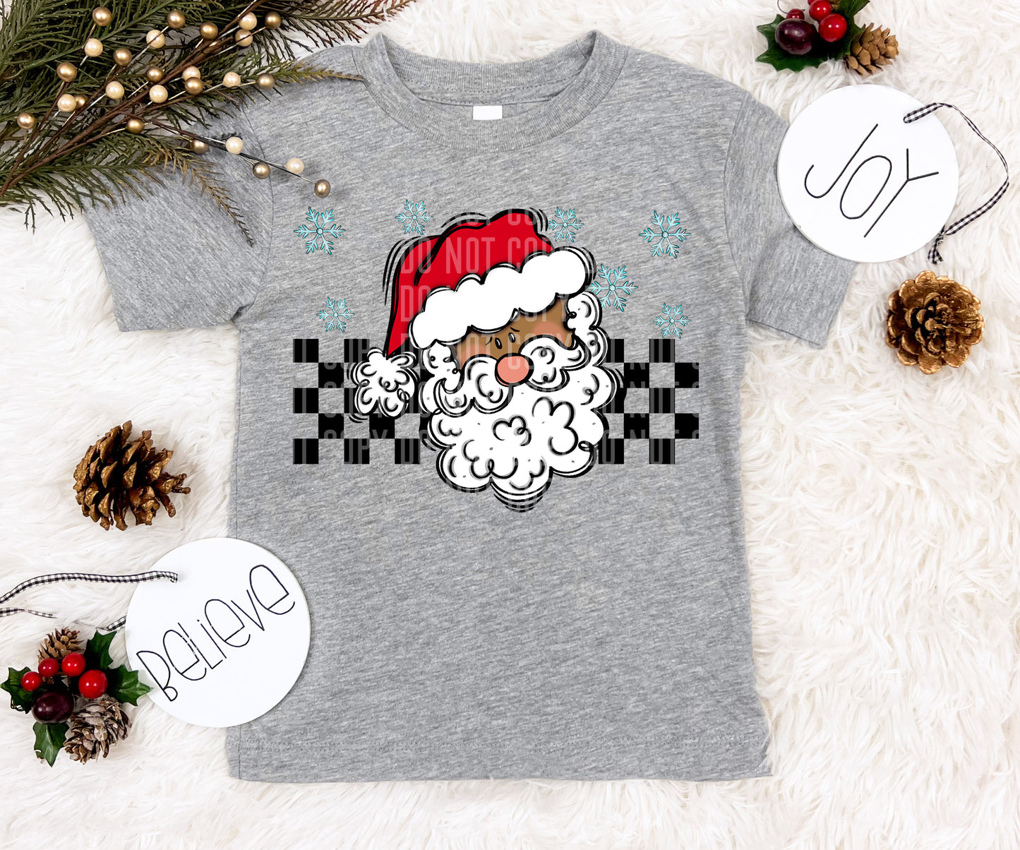 Checkered Santa2-DTF