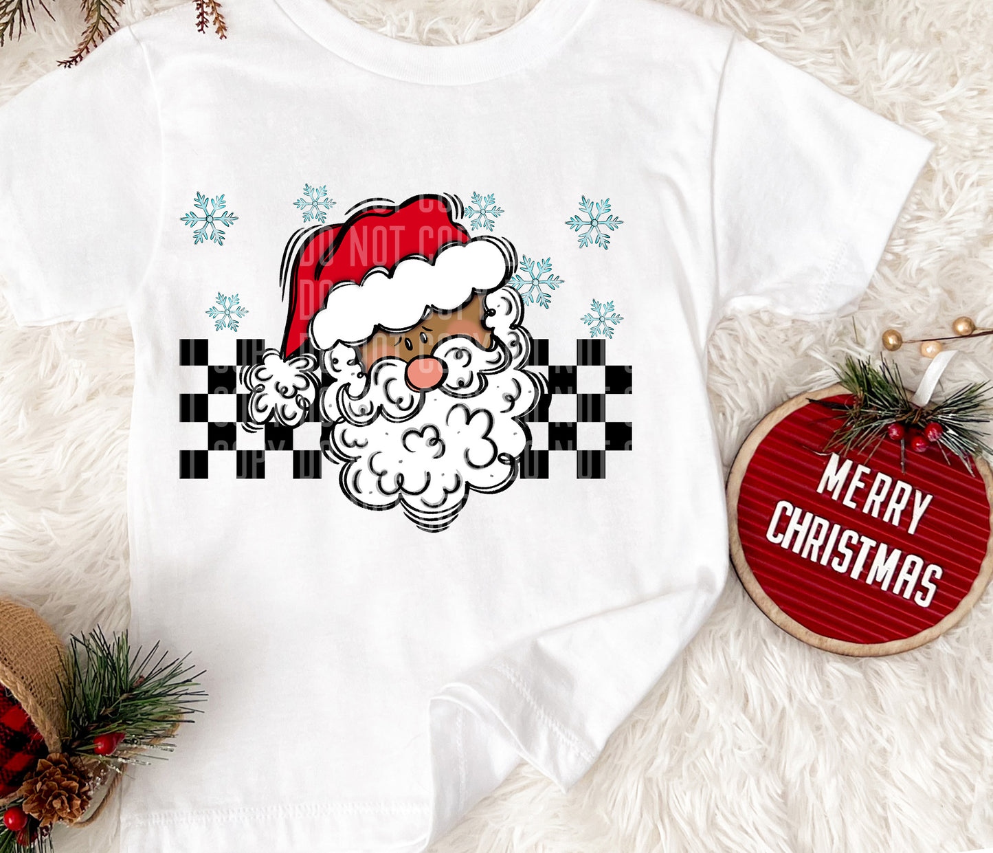 Checkered Santa2-DTF