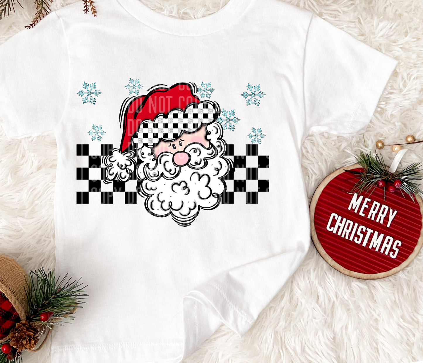 Checkered Santa3-DTF