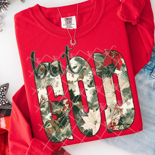 christmas camo but god -DTF&UV