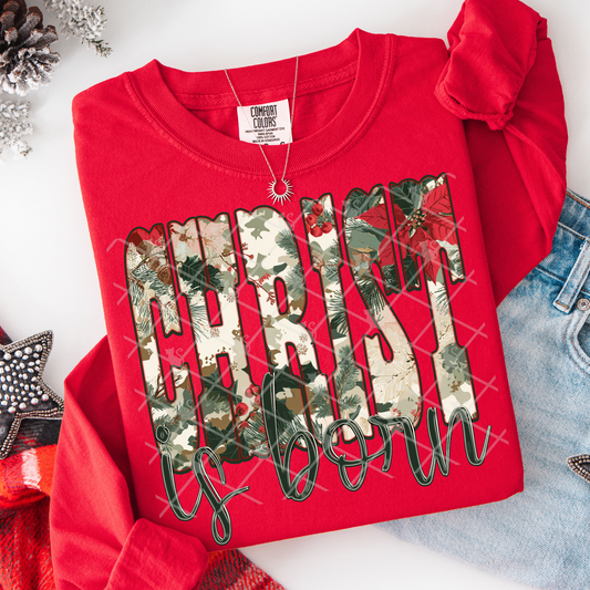 christmas camo christ is born -DTF&UV