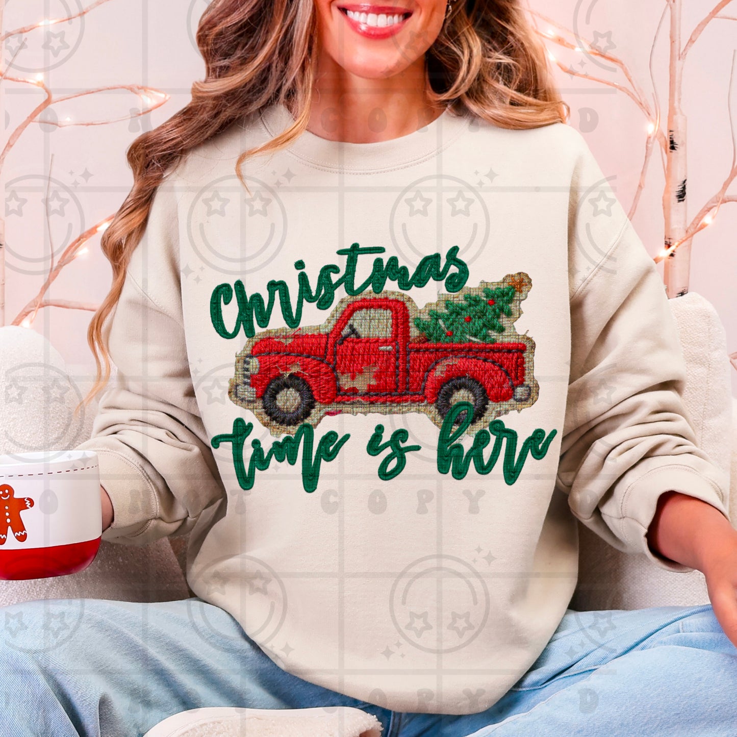 christmas tme is here vintage truck  -DTF&UV