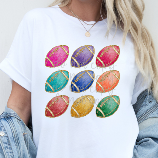 colorful footballs  -DTF&UV