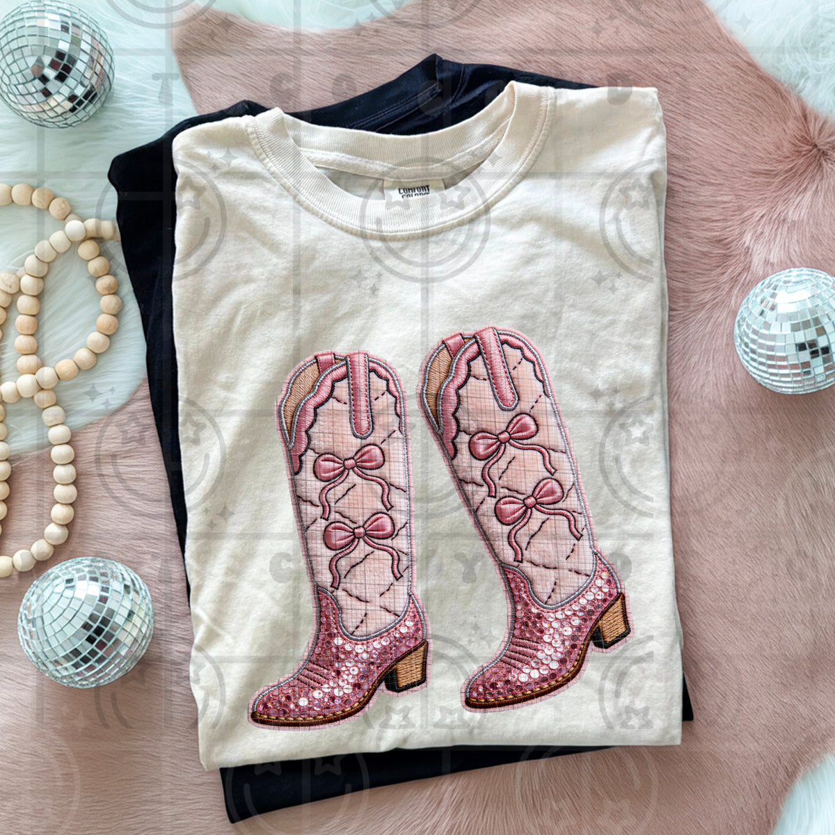 coquette cowgirl boots faux applique  -DTF&UV