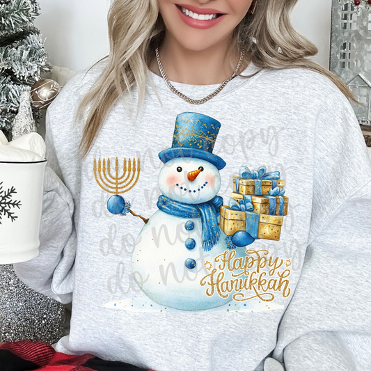 Hanukkah Snowman Happy Hanukkah-dtf