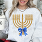 Gold Glitter Menorah with Bow-DTF