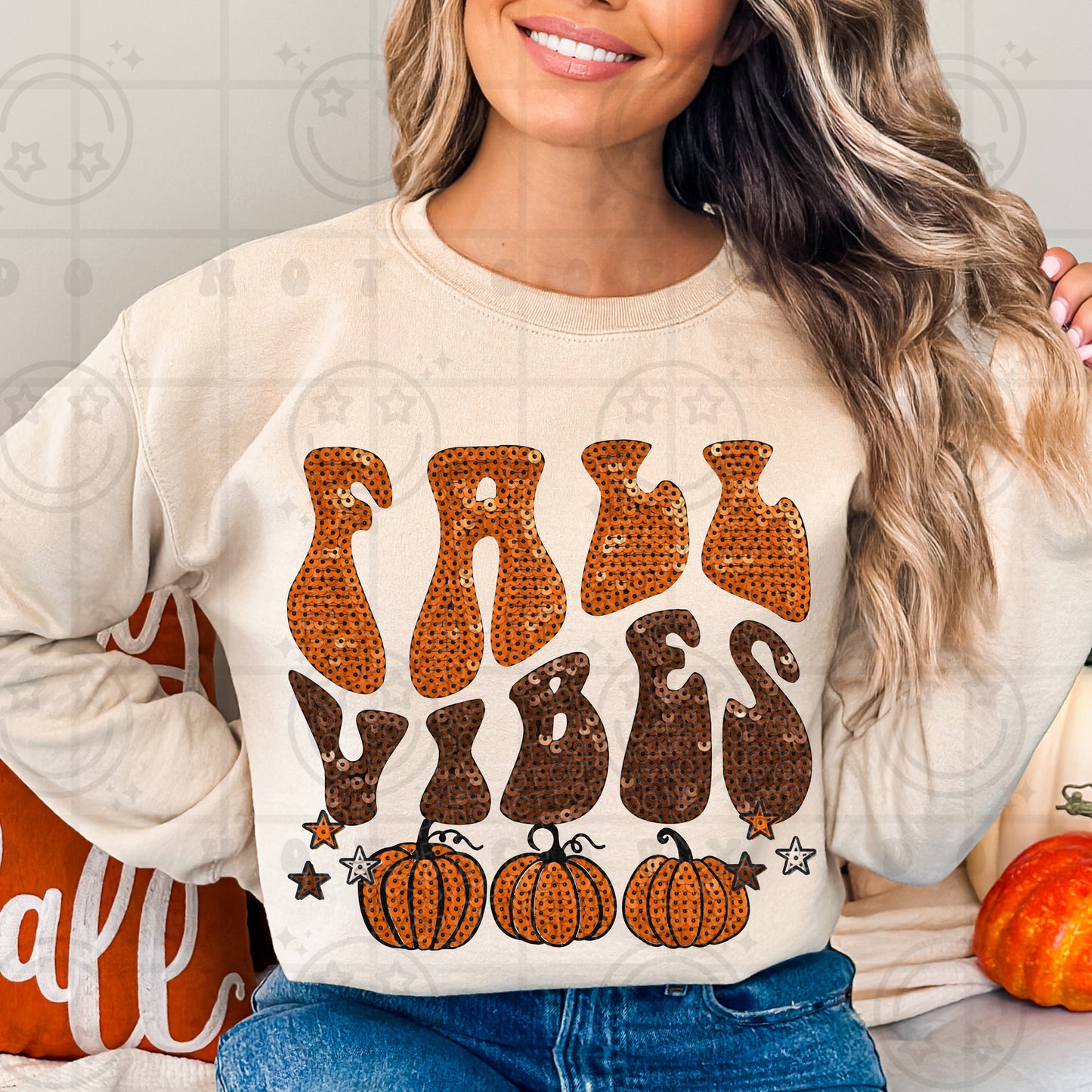 Fall vibes Faux sequins-DTF&UV