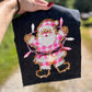 faux burlap pink santa with lights  -DTF&UV