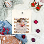 Santa leopard hat tan stripes- DTF DEAL