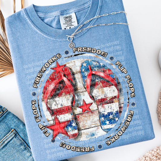 flip flops fireworks freedom  -DTF&UV