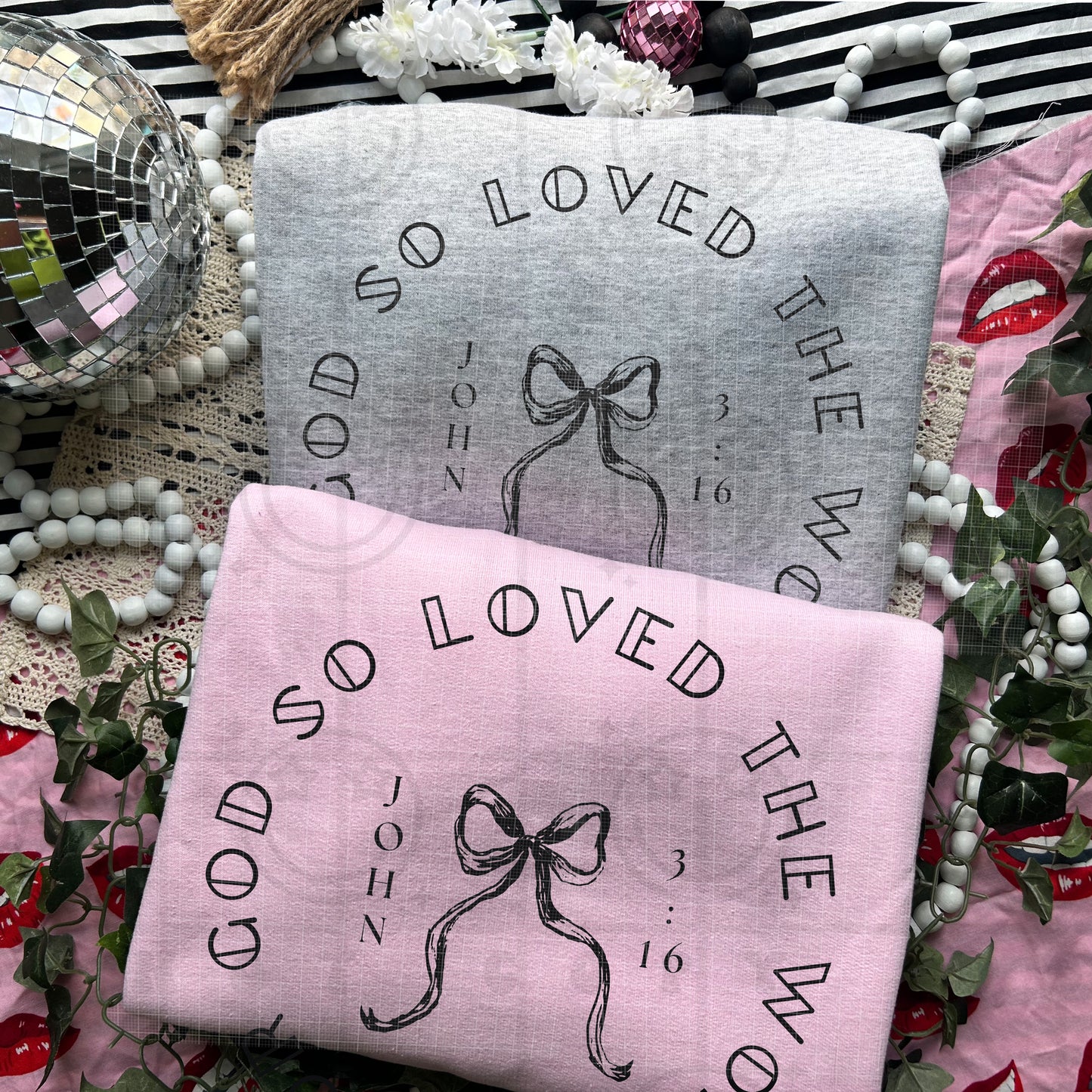 For God so loved circle bow (Font Color/Dropdown)-DTF&UV