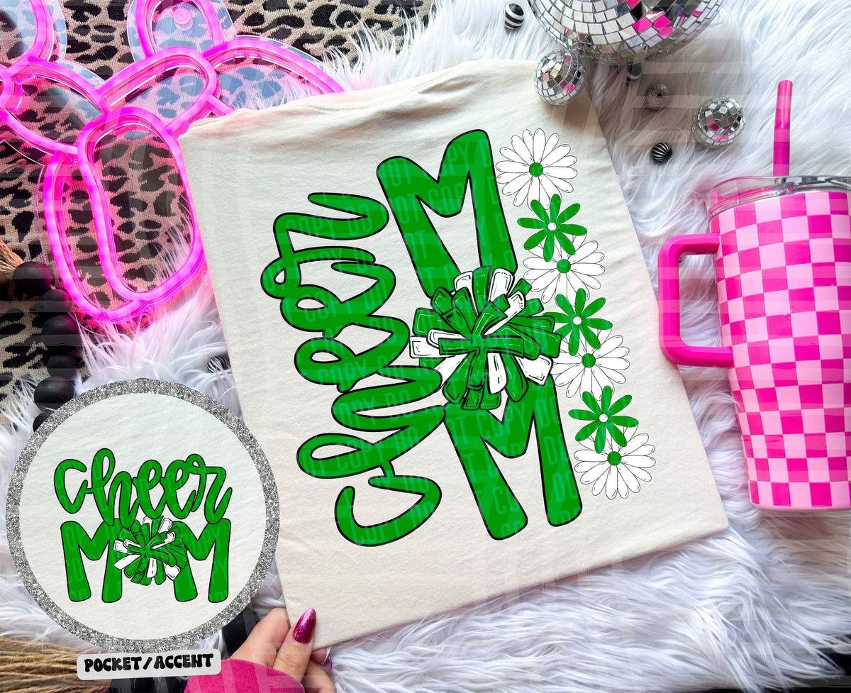 Cheer Mom (Includes front and back-COLORS IN DROPDOWN)- DTF&UV