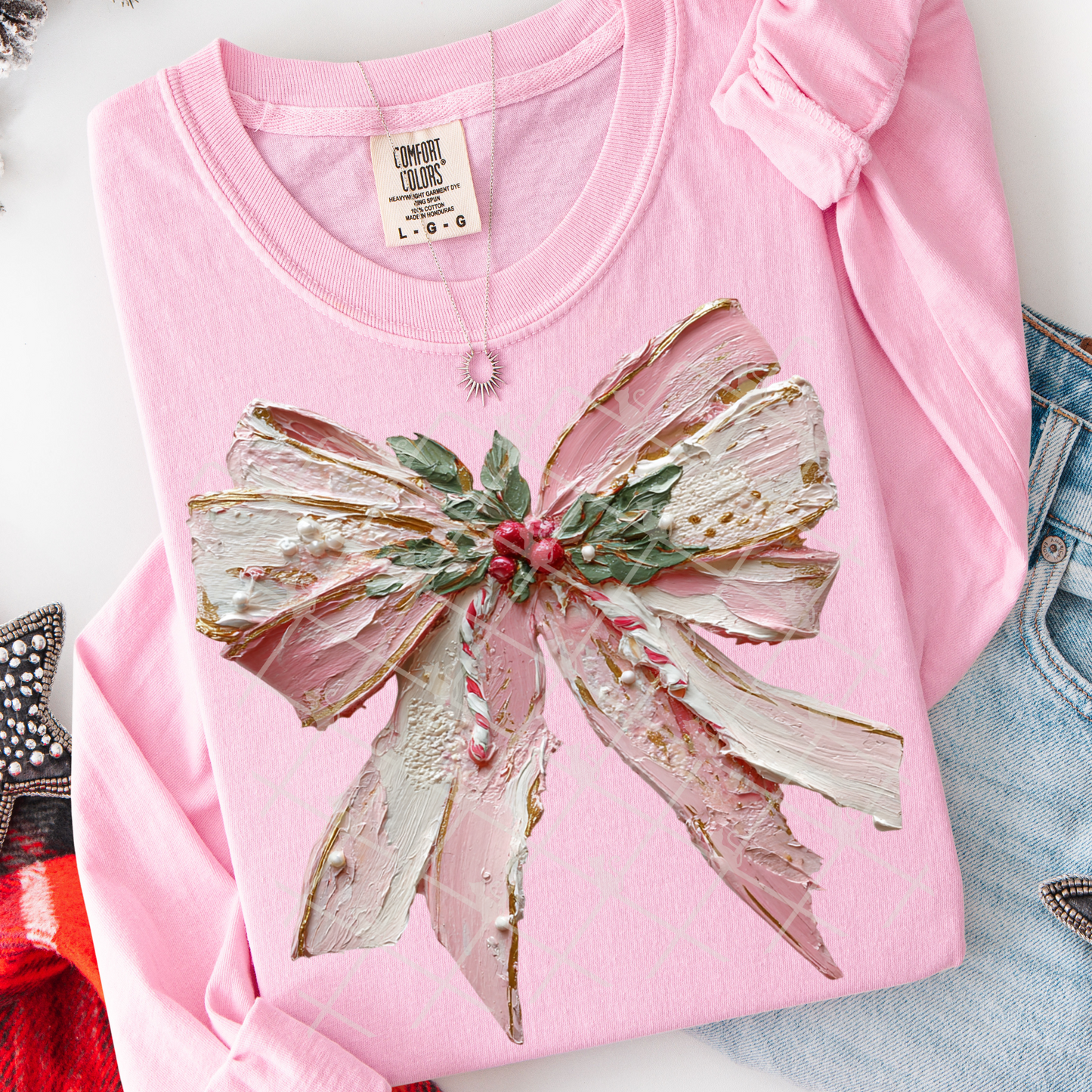 hand painted christmas bow -DTF&UV