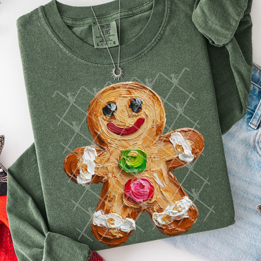 hand painted gingerbread man -DTF&UV