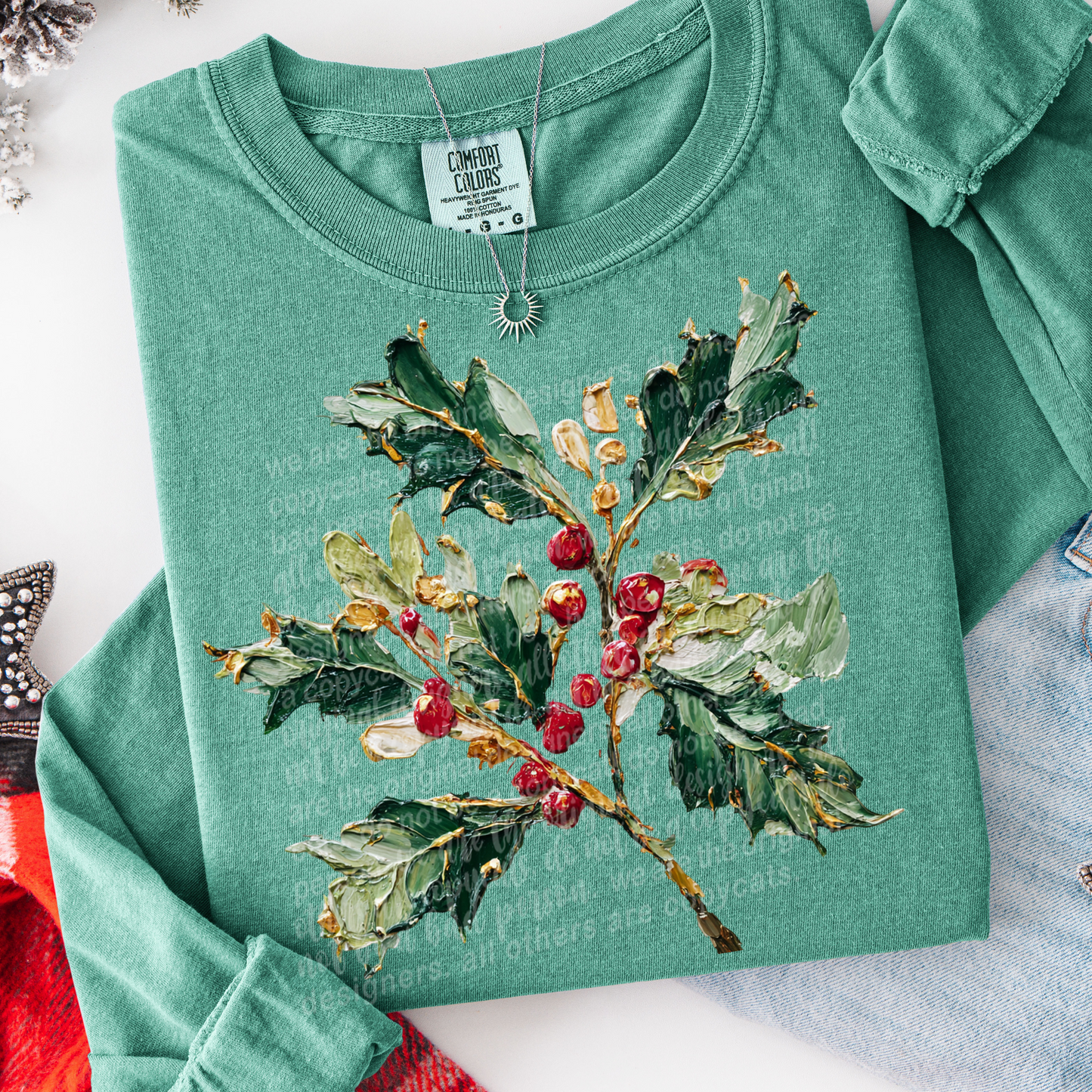 handpainted mistletoe -DTF&UV