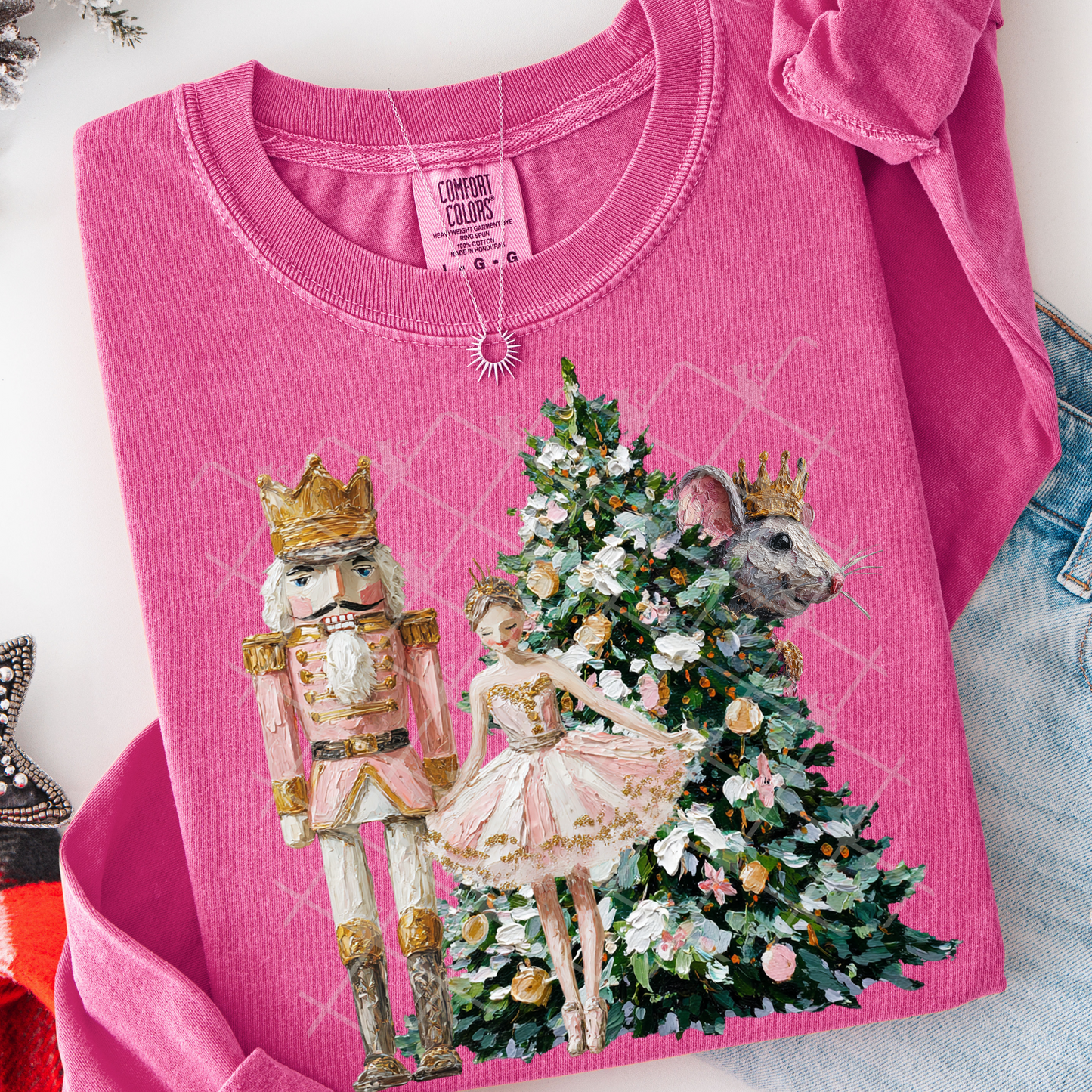 hand painted nutcracker scene -DTF&UV