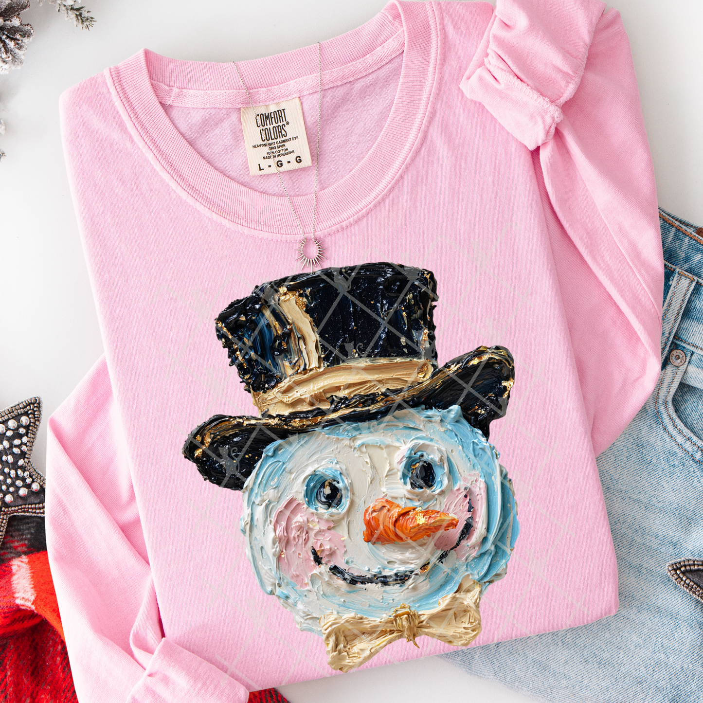 hand painted snowman -DTF&UV