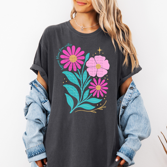 Happiness blooms from within pink flowers-DTF&UV